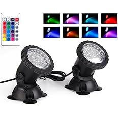 SHOYO Color Changing Fountain Light, RGB Underwater Pond Lights, Outdoor Submeisible LED Lights IP68 Waterproof Spotlights Co