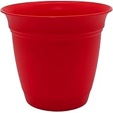 The HC Companies 6 Inch Eclipse Round Planter with Saucer - Indoor Outdoor Plant Pot for Flowers, Vegetables, and Herbs, Stra