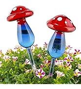 NiHome Mushroom Aqua Spike Self-Watering Bulb 2-Pack 10" Long Gradient Red Blue Hand-Blown Glass ...