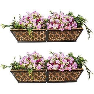 SOSFKIM Window Boxes Planters，Deck Railing Planter with Coco Liner，24 inch Balcony Planters Railing Hanging (2 Pcs)