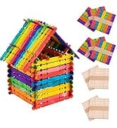 500 Pcs Colorful Popsicle Sticks- Colored Sawtooth Wood Craft Sticks Natural Jumbo Ice Pop Treat ...