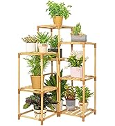 MIXC Bamboo Plant Stand Indoor Outdoor Plant Shelf Indoor Plant Stands Plant Stands for Indoor Pl...