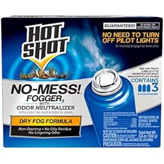 Hot Shot No Mess! Fogger With Odor Neutralizer, Kills Carpenter Ants, Spiders & Fleas, 3 Count, 1.2 Ounce, NULL