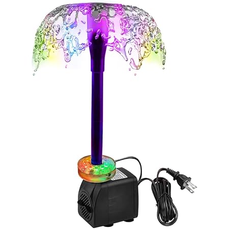 DOMICA 15W 220 GPH Submersible Fountain Pump with LED Light, Ultra Quiet Adjustable Water Pump (800L/H) for Water Feature, Hydroponics, Garden, Pond, Aquariums, Fish Tanks, Indoor Outdoor Fountain