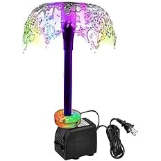 DOMICA 15W 220 GPH Submersible Fountain Pump with LED Light, Ultra Quiet Adjustable Water Pump (800L/H) for Water Feature, Hy