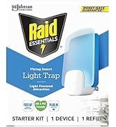 Raid Essentials Flying Insect Light Trap Starter Kit, 1 Plug-in Device + 1 Cartridge, Featuring L...