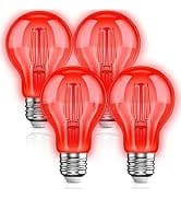UNILAMP Red Light Bulbs, Red Glass Filament Light Bulb, 4W Red LED Light Bulb, 40 Watt Equivalent...