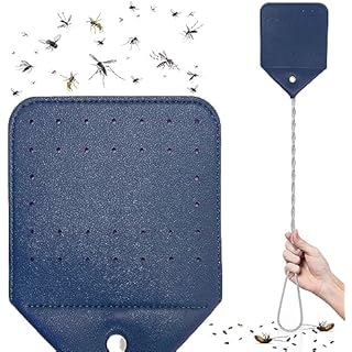 Fly Swatter Heavy Duty Vegan Leather, 21" Thicker Extra Long Sturdy Metal Woven Wire Handle, Manual Large Flies Killer Swatters Insect Smasher Bug Bee Wasp for Indoor and Outdoor (1 Pack, Royal Blue)