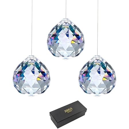 JIHUI Clear Glass Crystal Ball Prism Pendant Suncatcher 40mm