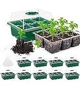 MIXC 10 Set Seedling Trays Seed Starter Kit, 60 Large Cells Mini Propagator Plant Grow Kit with H...