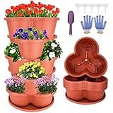 RooTrimmer 5 Tier Tower Stackable Planter, Strawberry Planter, Vertical Gardening Indoor/Outdoor Planters, Herb Planter for G