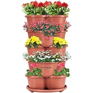 VIVOSUN 5 Tier Vertical Gardening Stackable Planter for Strawberries, Flowers, Herbs, Vegetables Brown