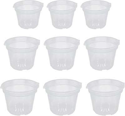 iplusmile 9pcs Orchid Pots with Holes Clear Plastic Orchid Planter Slotted Orchid Pots Flower Plant Pot Orchid Planting Pots Growing Startar Pot for Outdoor Garden Home