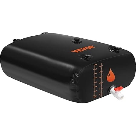 VEVOR Portable Water Storage Bladder,63 Gallon Large Capacity Water Storage Containers,1000D PVC Water Bladder Including Spigots and Overflow Kit, Water Tank for Garden Water Catcher, Black