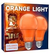 UNILAMP Orange Light Bulbs, A19 9W Equivalent 60Watt, Orange Light for Halloween, Colored Light B...