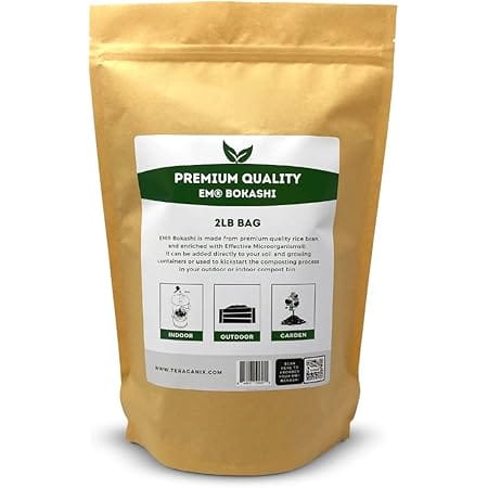 TeraGanix EM Premium Bokashi Bran, Compost Accelerator, Rice Bran Mix, Odor Eliminator, Formulated by Dr. Higa (Bokashi Inventor), Bokashi Compost Starter for Kitchen Compost Bin & Soil (2 Lb)