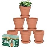 vensovo 4 Inch Terracotta Plant Pots with Saucer - 6 Pack Clay Flower Pots with Drainage, Great for Plants, Crafts, Wedding F