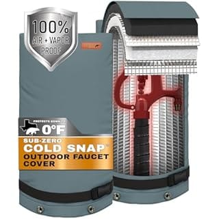 Redford Supply Co. Cold Snap (0°F) Double Wall Insulated Long Faucet Covers - Outdoor Faucet Covers for Winter, Insulated Spigot Covers Winter Insulated, Hydrant Cover (14"W x 27"H, Steel Gray)