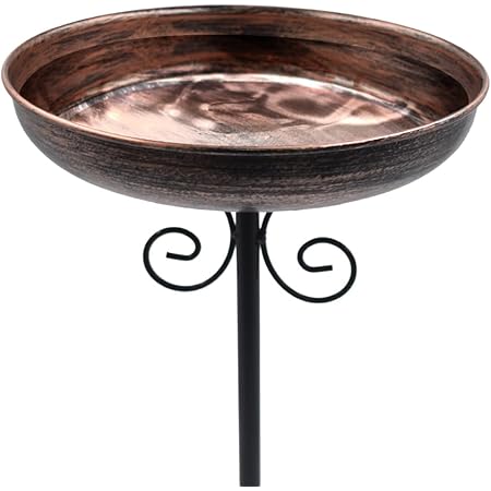 OUISJYER Metal Bird Baths for Outdoors, Birdbath & Birdfeeder with Metal Stake Garden Yard Lawn Decor 10inches