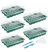 MIXC Seedling Trays Seed Starter Tray, 5-Pack Mini Propagator Plant Greenhouse Grow Kit with Humi...