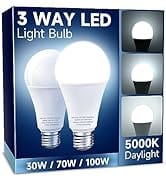 UNILAMP 3 Way LED Light Bulbs, 3 Way Light Bulbs 30 70 100W Equivalent, Daylight White 5000K, Thr...