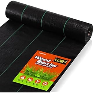 LAVEVE 4FT x 200FT Heavy Duty Weed Barrier Fabric: 3.2oz Premium Heavy-Duty Gardening Weed Control Mat, Ground Cover for Gardening, Farming