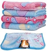Guinea Pig Blanket, 4 Pack Warm Soft Coral Fleece Small Animal Blankets Washable Pet Cage Liners ...
