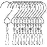 AMZSEVEN 12 Pack Swivel Hooks Clips for Hanging Wind Spinners, Wind Chimes, Bird Feeder, Crystal Twisters Party Supplies （Silver）