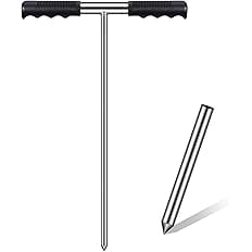 Kanayu Stainless Steel 32-48 Inch Height Adjustable Soil Probe Rod Ground Rod Septic Tank Locator Tool with T Handle for Loca