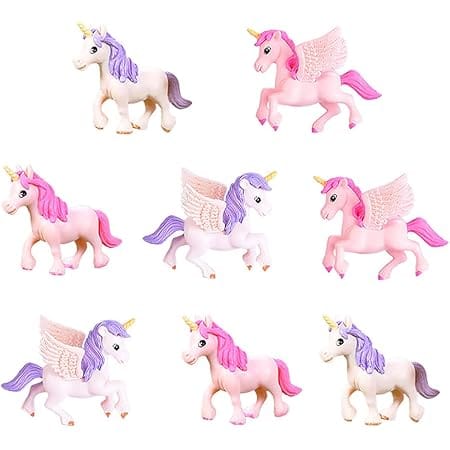 Lovely Flying Horse Unicorn Model Cake Toppers 8 Pcs Fairy Garden Miniature Unicorn Figurines Moss Landscape DIY Terrarium Crafts Ornament Accessories