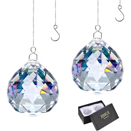 Suncatcher Crystals Ball Prism Window Rainbow Maker with Chain for Easy Hanging 40mm 2 Pack
