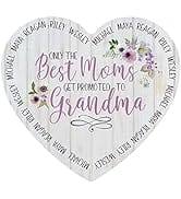 Let's Make Memories Personalized Wood Heart Keepsake - Best Moms Get Promoted to Grandma - for Gr...