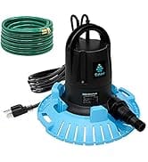 EDOU Automatic Swimming Pool Cover Pump Pro, 2500 GPH, 1/2 HP,110 V,Including an Adapter and 25 F...