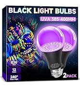 Black Light Bulbs, A19 LED Black Light Bulbs, UV Light Bulb 12W Equivalent 100W, UVA 385-400nm, G...