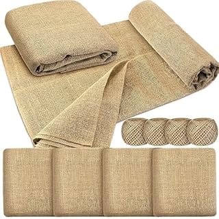 4 Pack Burlap Fabric Roll for Plants 40 in x15 Ft Gardening Burlap Roll Jute Fabric with Twines for Christmas Farmhouse Decor, Wedding Table Runners, Craft, Rustic Party Decor, Weed Barrier