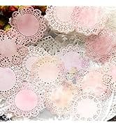 120 Pcs Lace Paper Decoupage Paper Round Lace Paper Lace Table Doilies for Aesthetic Journals Jun...