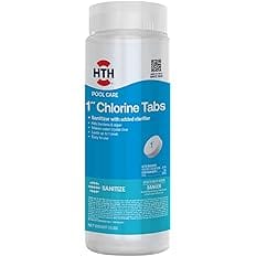 HTH 42049 Swimming Pool Care 1" Chlorine Tabs, Swimming Pool Chlorinating Sanitizer, 1.5lb