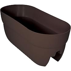Emsco Group Bloomers Railing Planter with Drainage Holes – 24" Weatherproof Resin Planter – Brown, Plastic