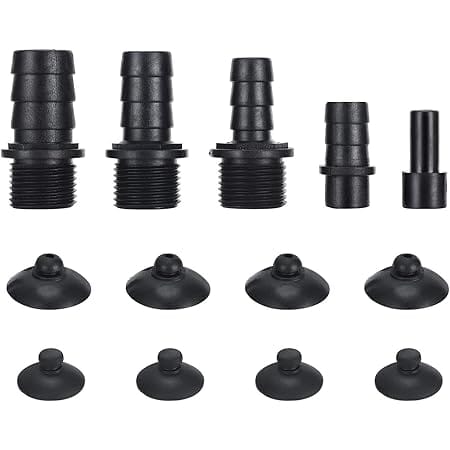 CWKJ Nozzles Kit for Fountain Pump, Replacement Adapters 5 Sizes Plastic Nozzles for Submersible Pump, 8 Rubber Suction Cups Fountain Pump Accessory