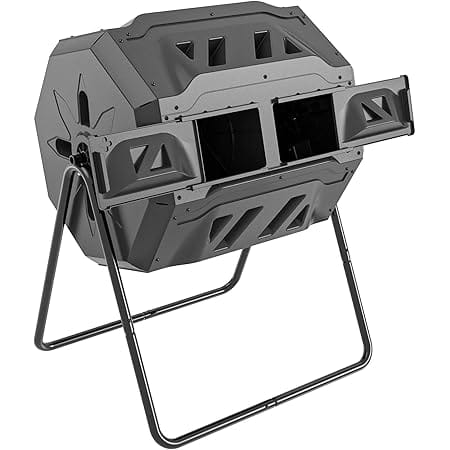 Garden Compost Bin from BPA Free Material, Dual Rotating Outdoor Composting Tumblers (43 Gallon,Black)