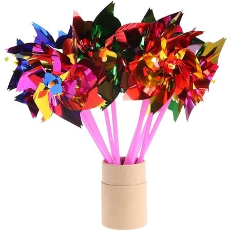 Shoresu 10Pieces Plastic Windmill Pinwheel Wind Spinner Kids Toy Garden Lawn Party Decor Color Randomly
