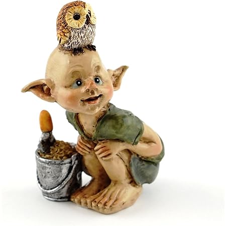 Top Collection Miniature Fairy & Terrarium Garden Pixie Gardening Statue with Shovel & Bucket, Small, Tan, Silver