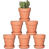 4 Inch Terracotta Pots with Saucer - 6 Pack Small Clay Plant Pots with Drainage Holes, Flower Pots with Tray, Terra Cotta Pot