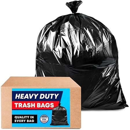 55-60 Gallon Trash Bags Heavy Duty 3 Mil, Contractor Bags 3 Mil. 55-60 Gallon Heavy Duty X-Large Black Trash Bags 3 Mil 50 Gallon, 55 Gallon, 60 Gallon Garbage Bags (32 Bags w/Ties)
