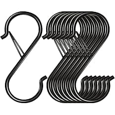 Waitkey 8 Pack S Hooks for Hanging, 3.5 inch Heavy Duty Metal S Hooks with Safety Buckle S Shaped Hooks Pot Rack Closet Hooks