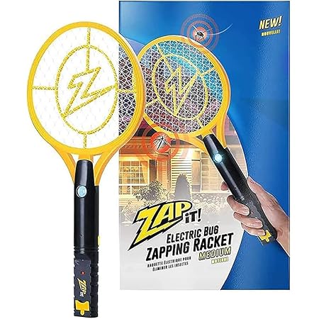 Zap It! Bug Zapper - Rechargeable Mosquito, Fly Killer & Bug Zapper Racket - Electric Fly Swatter Racket - 4,000 Volt - USB Charging, Super-Bright LED Light to Zap in The Dark - Safe to Touch (Medium)