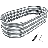 MOFEEZ Galvanized Raised Garden Bed Kit, 4x2x1 Ft Galvanized Planter Raised Beds, Oval Large Metal Raised Garden Beds Outdoor