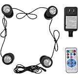 FOEERS Submersible LED Fountain Lights, 6W 500MA Waterproof Underwater Energy Saving for Fish Pond Tank Pool Water Garden (4