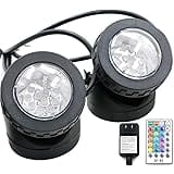 FOEERS 5V LED Pond Lights with Remote Control, 6W RGB Underwater Fountain Lights,IP65 Waterproof Landscape Light (2nd Generat