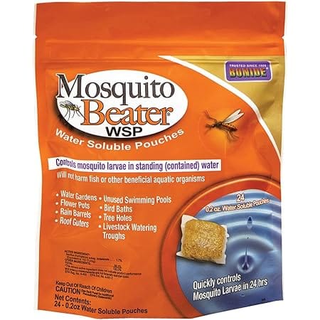 Bonide Mosquito Beater Water Soluble Pouches, Pack of 24 Pouches Control Mosquito Larvae in Standing Water, Won't Harm Fish